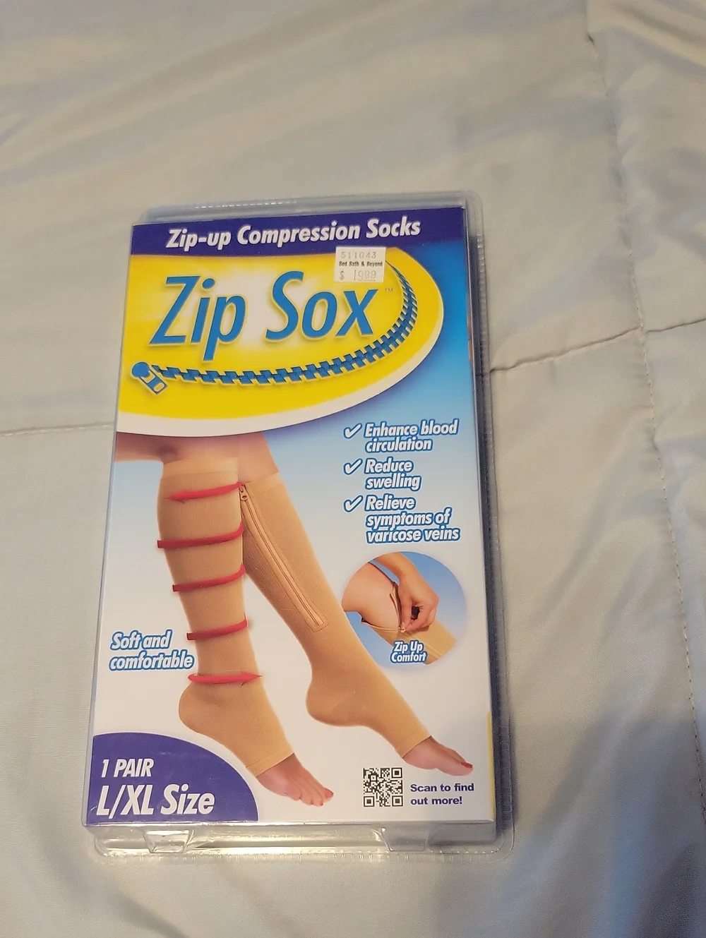 Tan Zip-Up Compression Socks L/XL